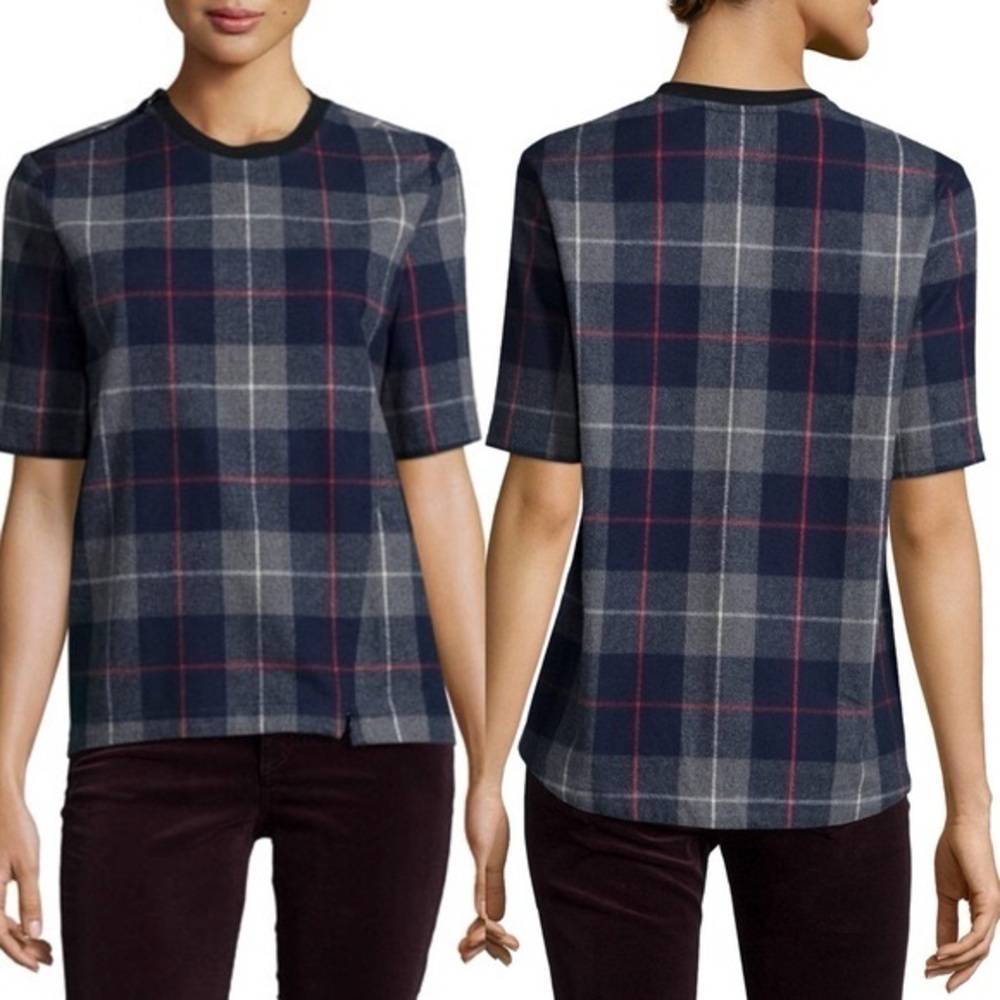 rag & bone/JEAN Austin Plaid Short Sleeve Charcoal (S)